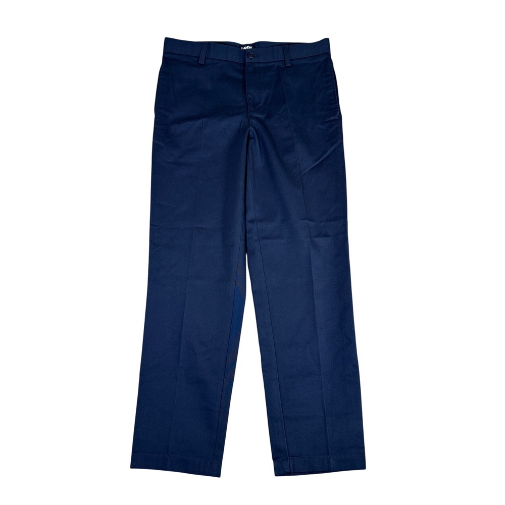 NWT Lands' End Boys Navy Blue Chino Pants Size 16H Husky Cotton School Uniforms